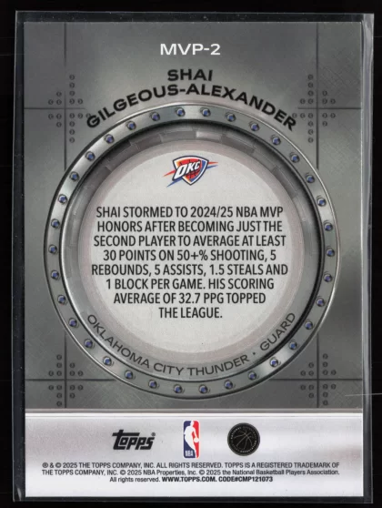 2025 2025-26 Topps Shai Gilgeous-Alexander Basketball card — Front