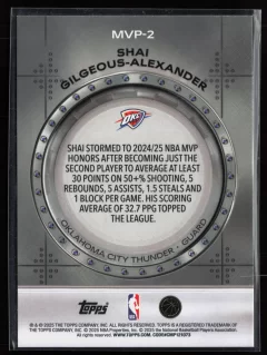 2025 2025-26 Topps Shai Gilgeous-Alexander Basketball card front — Card Source Canada