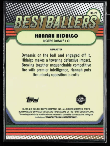 2024 2024-25 Bowman's Best University Hannah Hidalgo Basketball card — Back thumbnail