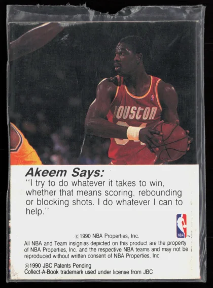 1990 1990-91 Hoops CollectABooks Akeem Olajuwon Basketball card — Back thumbnail