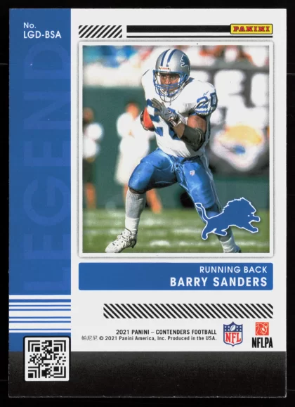 2021 2021 Panini Contenders Barry Sanders Football card — Back thumbnail