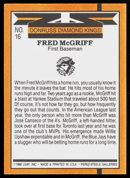 1988 1988 Donruss Tony Fernandez Baseball card — Back thumbnail