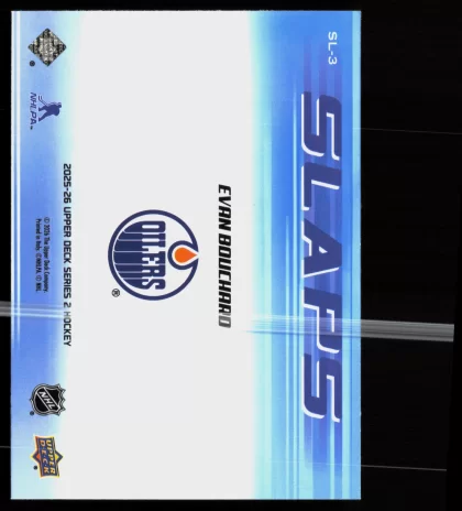 2025 2025-26 Upper Deck Evan Bouchard Hockey card — Back thumbnail