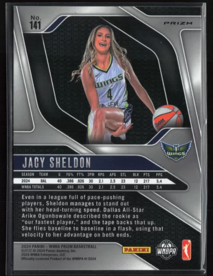 2024 2024 Panini Prizm WNBA Jacy Sheldon Basketball card — Back thumbnail