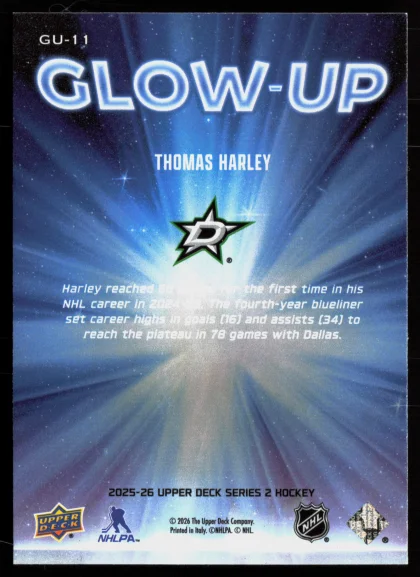 2025 2025-26 Upper Deck Thomas Harley Hockey card — Back thumbnail