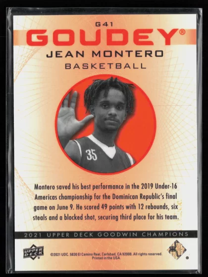 2021 2021 Upper Deck Goodwin Champions Jean Montero Multisport card — Back thumbnail