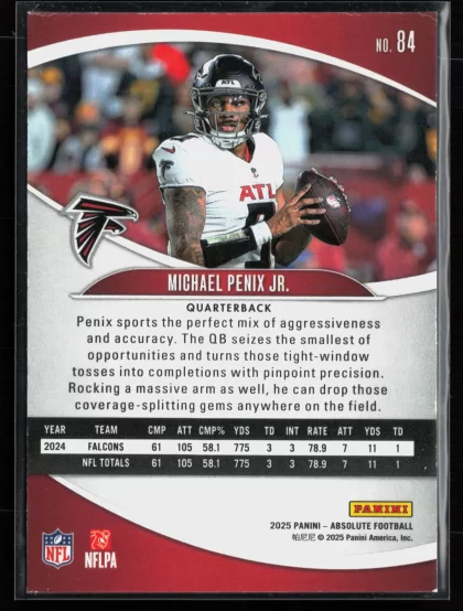 2025 2025 Panini Absolute Michael Penix Jr. Football card — Back thumbnail