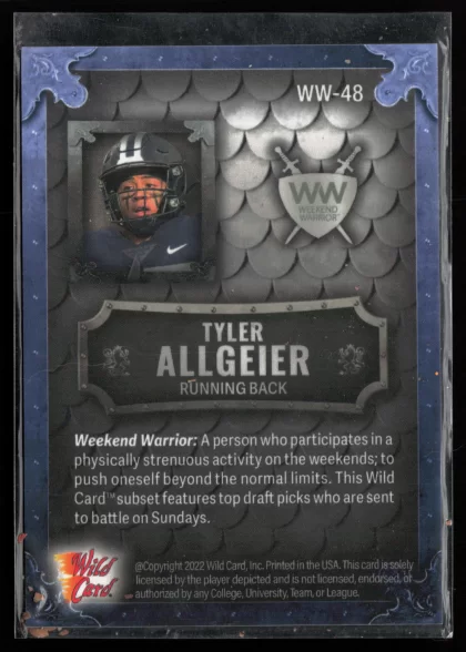 2022 2022 Wild Card Matte Tyler Allgeier Football card — Back thumbnail