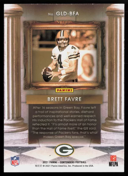 2021 2021 Panini Contenders Brett Favre Football card — Back thumbnail
