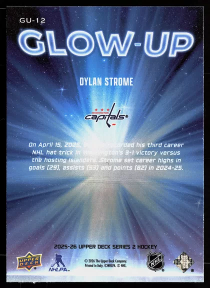 2025 2025-26 Upper Deck Dylan Strome Hockey card — Back thumbnail
