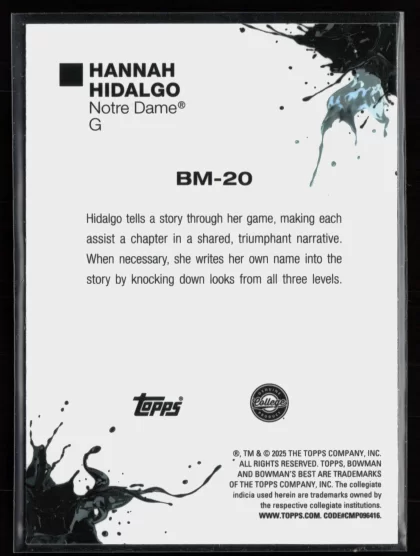 2024 2024-25 Bowman's Best University Hannah Hidalgo Basketball card — Back thumbnail