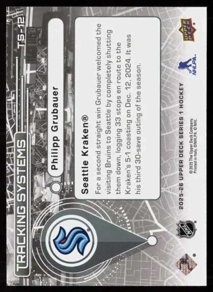 2025 2025-26 Upper Deck Philipp Grubauer Hockey card — Back thumbnail