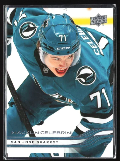 2025 2025-26 Upper Deck Macklin Celebrini Hockey card — Front