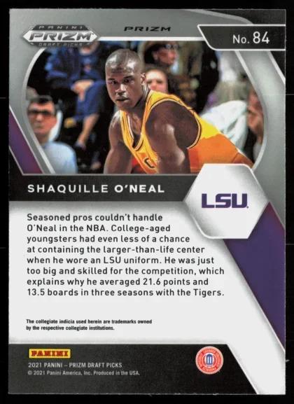 2021 2021 Panini Prizm Draft Picks Shaquille O'Neal Basketball card — Back thumbnail
