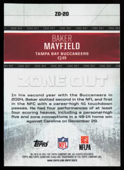 2025 2025 Topps Signature Class Baker Mayfield Football card — Back thumbnail