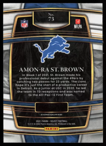 2021 2021 Panini Select Amon-Ra St. Brown Football card — Back thumbnail