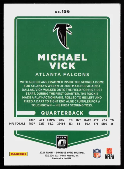 2021 2021 Donruss Optic Michael Vick Football card — Back thumbnail