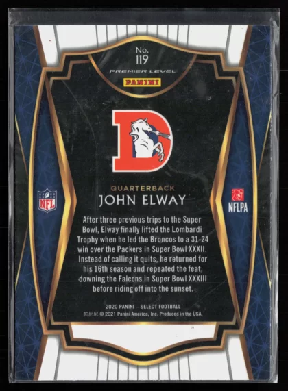 2020 2020 Panini Select John Elway Football card — Back thumbnail