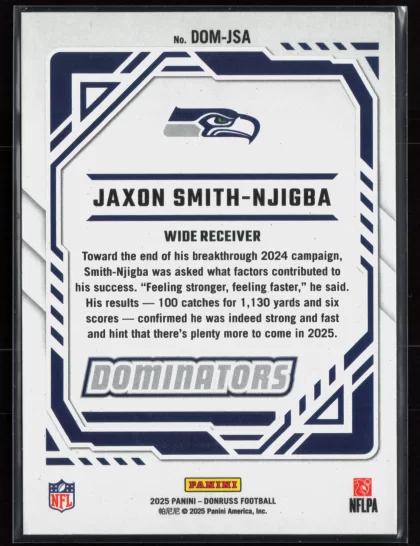 2025 2025 Donruss Jaxon Smith-Njigba Football card — Back thumbnail