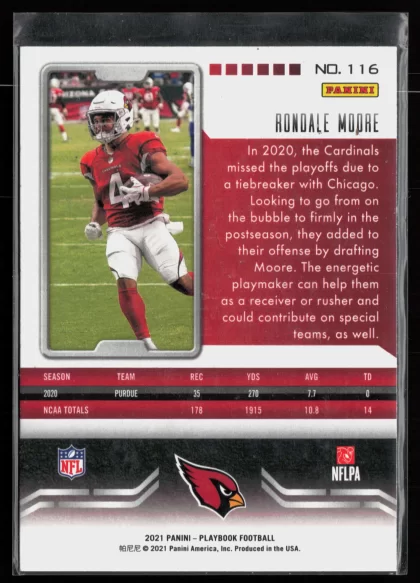 2021 2021 Panini Playbook Rondale Moore Football card — Back thumbnail
