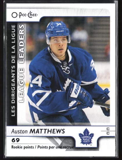 2017 2017-18 O-Pee-Chee Auston Matthews Hockey card — Front