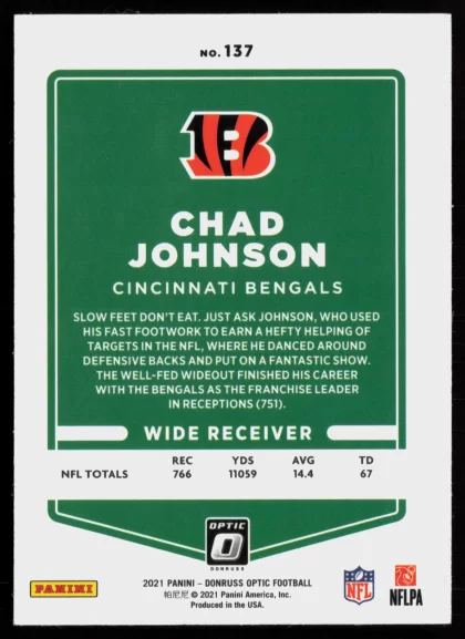 2021 2021 Donruss Optic Chad Johnson Football card — Back thumbnail