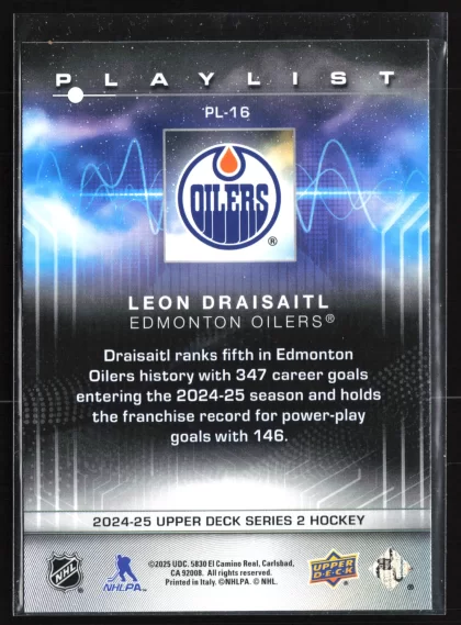 2024 2024-25 Upper Deck Leon Draisaitl Hockey card — Back thumbnail