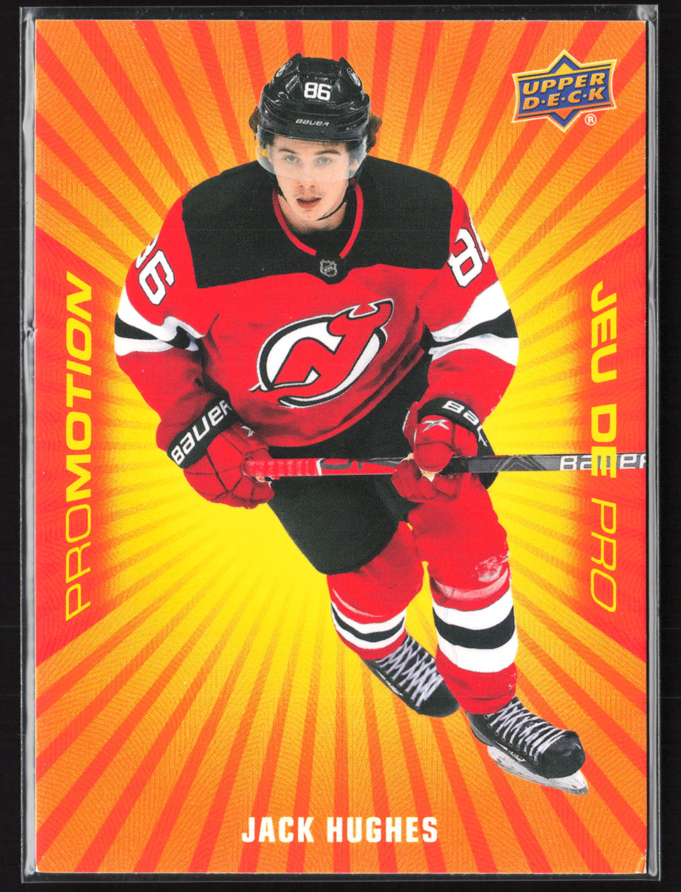 2021 2021-22 Upper Deck Tim Hortons Jack Hughes Hockey card front — Card Source Canada