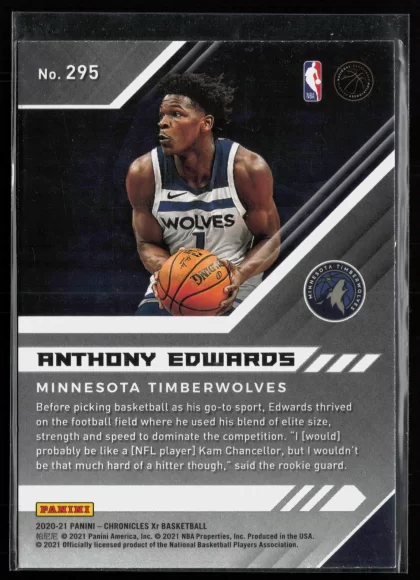 2020 2020-21 Panini Chronicles Anthony Edwards Basketball card — Back thumbnail