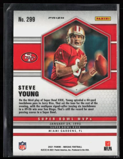 2021 2021 Panini Mosaic Steve Young Football card — Back thumbnail
