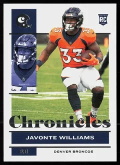 2021 2021 Panini Chronicles Javonte Williams Football card front — Card Source Canada