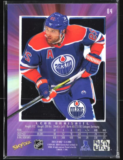 2023 2023-24 SkyBox E-X 2000 Leon Draisaitl Hockey card — Back thumbnail