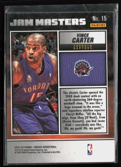 2021 2021-22 Panini Mosaic Vince Carter Basketball card — Back thumbnail