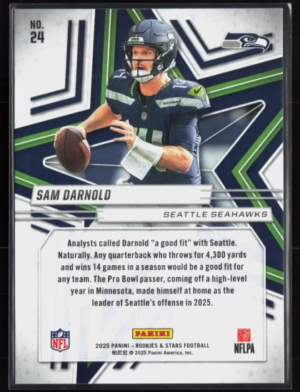 2025 2025 Panini Rookies & Stars Sam Darnold Football card — Back thumbnail