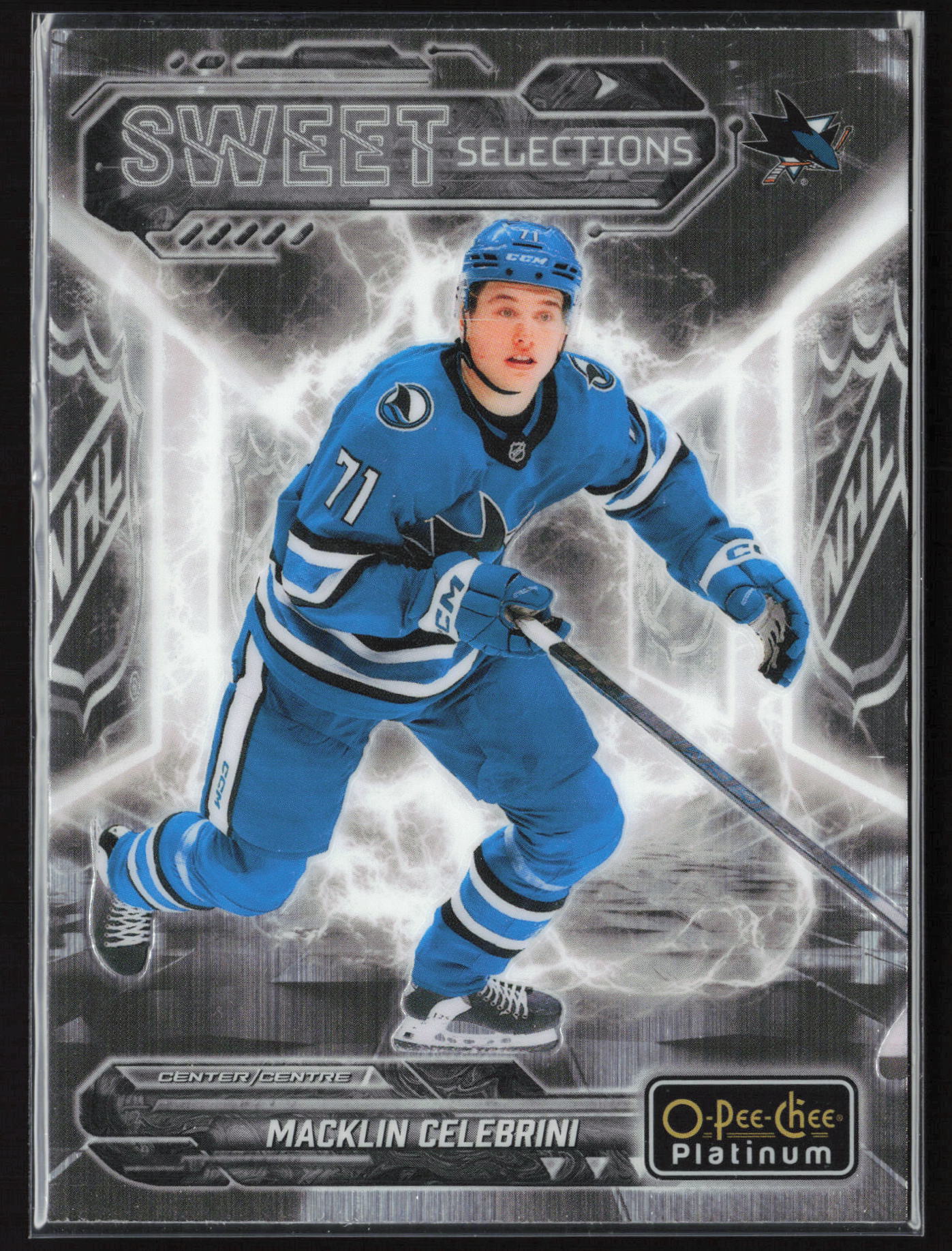 2024 2024-25 O-Pee-Chee Platinum Macklin Celebrini Hockey card front — Card Source Canada