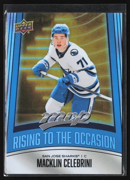 2025 2025-26 Upper Deck MVP Macklin Celebrini Hockey card — Front