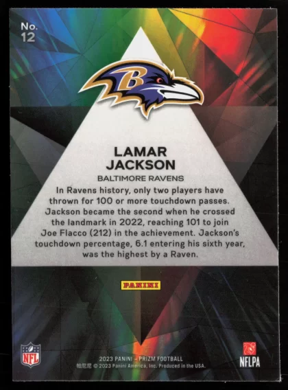 2023 2023 Panini Prizm Lamar Jackson Football card — Back thumbnail