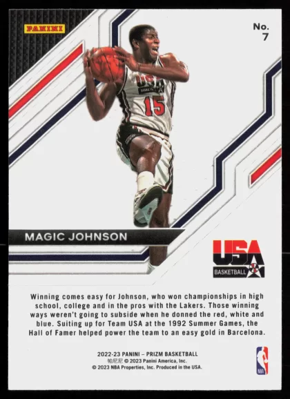 2022 2022-23 Panini Prizm Magic Johnson Basketball card — Back thumbnail