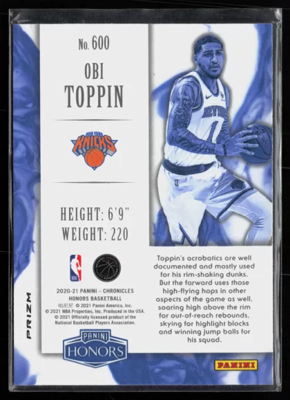 2020 2020-21 Panini Chronicles Obi Toppin Basketball card — Back thumbnail