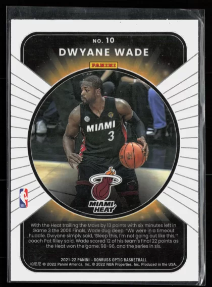 2021 2021-22 Donruss Optic Dwyane Wade Basketball card — Back thumbnail