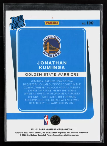 2021 2021-22 Donruss Optic Jonathan Kuminga Basketball card — Back thumbnail