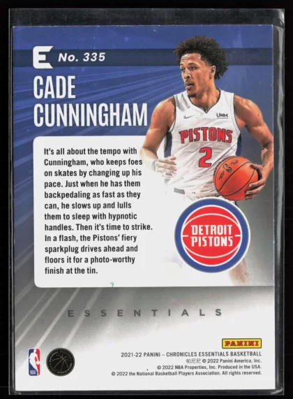 2021 2021-22 Panini Chronicles Cade Cunningham Basketball card — Back thumbnail