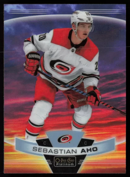 2019 2019-20 O-Pee-Chee Platinum Sebastian Aho Hockey card — Front