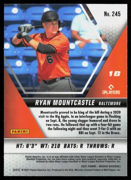 2021 2021 Panini Mosaic Ryan Mountcastle Baseball card — Back thumbnail
