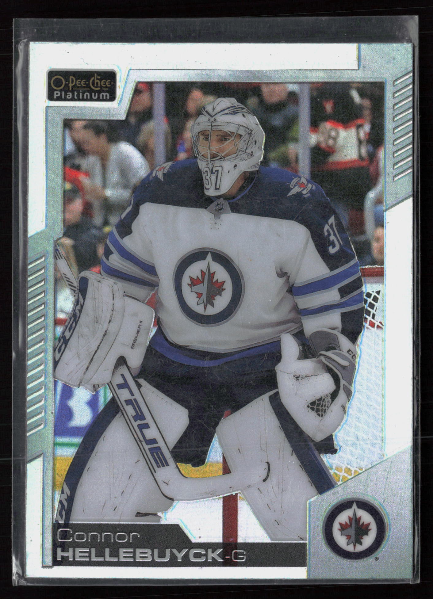 2020 2020-21 O-Pee-Chee Platinum Connor Hellebuyck Hockey card front — Card Source Canada