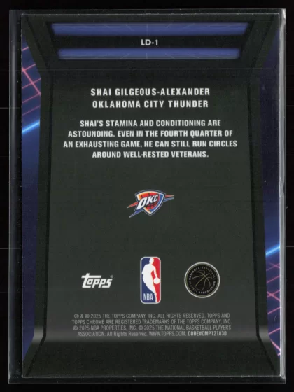 2025 2025-26 Topps Chrome Shai Gilgeous-Alexander Basketball card — Back thumbnail