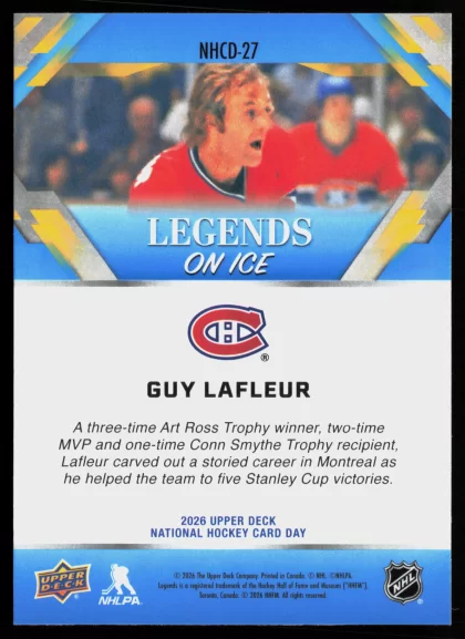 2026 2026 Upper Deck National Hockey Card Day Guy Lafleur Hockey card — Back thumbnail