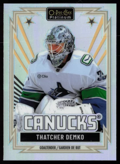 2025 2025-26 O-Pee-Chee Platinum Thatcher Demko Hockey card — Front