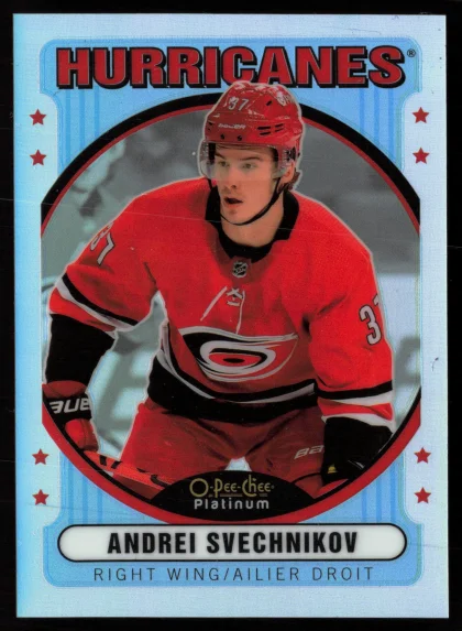 2021 2021-22 O-Pee-Chee Platinum Andrei Svechnikov Hockey card — Front