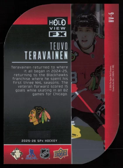 2025 2025-26 SPx Teuvo Teravainen Hockey card — Back thumbnail
